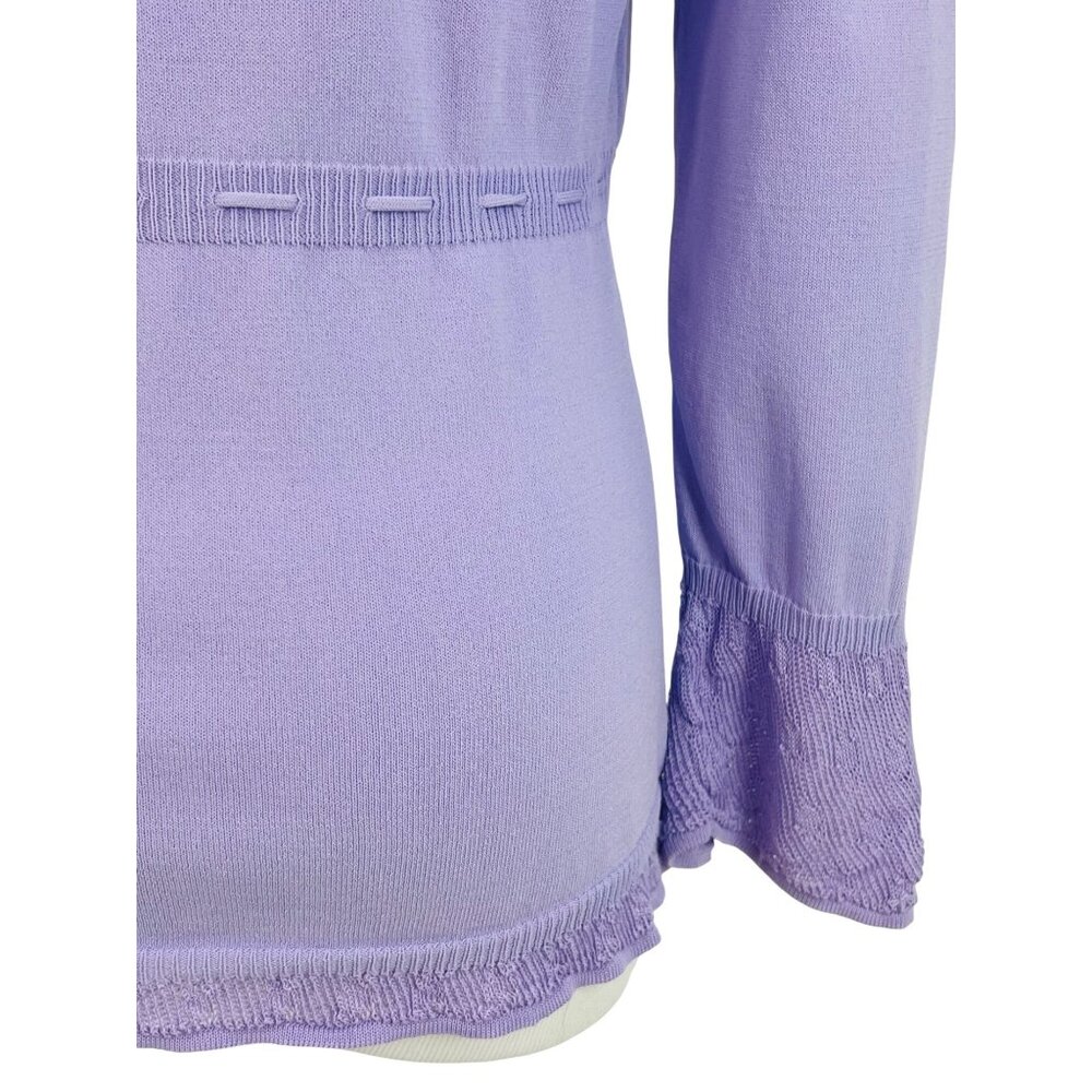 Y2K The Limited Lavender Purple Croquette Lace Trim Tie Waist Knit Top Blouse - Picture 9 of 16